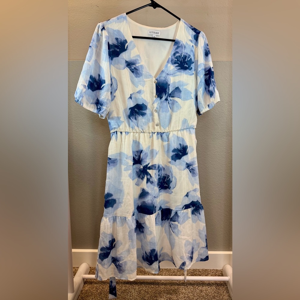 Luxology Blue Floral Women's Dress